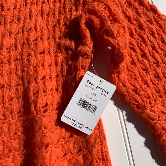 Free People Crashing Waves Orange Pullover XS - Picture 6 of 9
